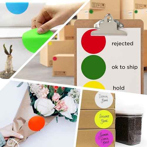 ChromaLabel 3 Inch Circle Sticker Labels, Easy to Write On Colored Dot Stickers, Permanent Adhesive Labels - 500 Sticky Dots per Roll, Red Dot Stickers