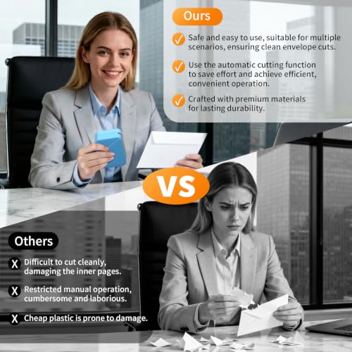 Rechargeable Electric Letter Opener for Office & Home Mail Sorting - Blue