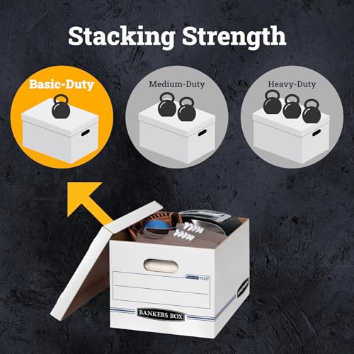 Bankers Box 12-Pack Basic Duty File Storage Boxes with Lids, Letter & Legal