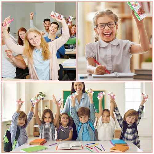 100 Set Welcome Back To School Supplies Gift Bulk Include Greeting Card with Tie and Inspirational Ballpoint Pen First Day of School Gift for Student Classmate Teacher Classroom (Vivid Color)