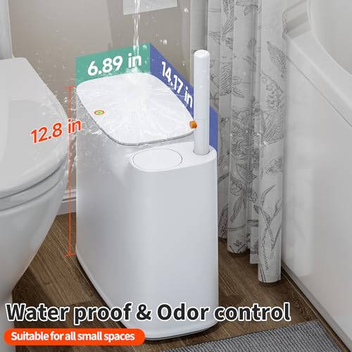 Ctime 3-in-1 Bathroom Trash Can with Toilet Brush & 36 Refills – Compact Space-Saving Set