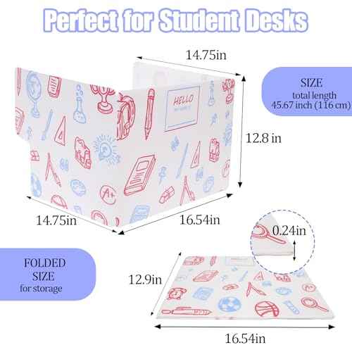 25-Pack Desk Dividers for Students with Privacy Shields, Ergonomic Arms Cutouts & Erasable Name Frames - Waterproof & Easy-to-Clean Test Dividers for Classroom, Exams, Office (White)