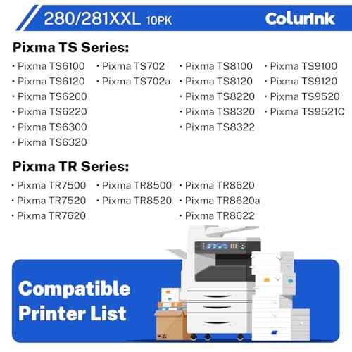 280 281 Ink Cartridges Replacement for Canon TR8620a Ink Combo, PGI-280XXL CLI-281XXL PGI 280XXL 281XXL 280 XXL Smart Ink for Color Printers Pixma TR8600 TR8520 TR8620 TR8622a TS9120 TS9521c, 10 Packs