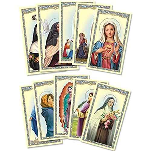Christian Brands Assorted Catholic Female Patron Saint Holy Prayer Cards, 4 1/8 Inch, Pack of 100