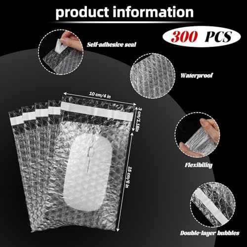 Frienda 300 Pcs Clear Self Sealing Bubble Cushion Bags Double Wall Bubble Pouch Bag Plastic Shockproof Protective Packing for Small Business Moving Shipping Packaging Storage(4" X 6")