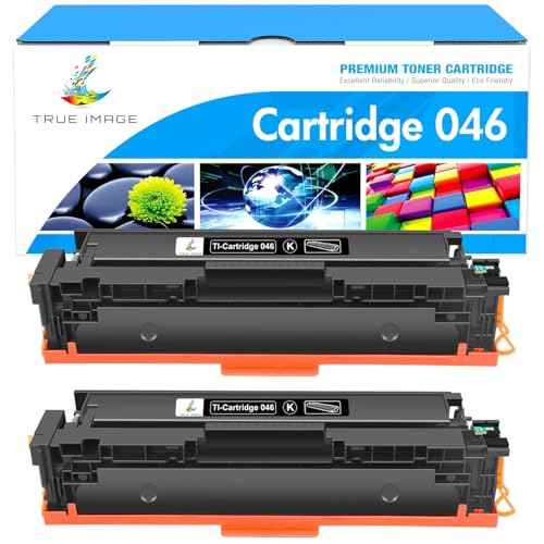 TRUE IMAGE 046 Black Toner Cartridge Compatible Replacement for Canon 046 046H Work for Canon Color ImageClass MF731Cdw MF733Cdw MF735Cdw LBP654Cdw Printer Ink 2-Pack