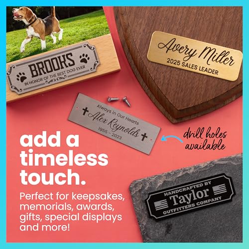 ExcelMark Brass Personalized Name Plate - 20 Icons, Custom Corners & Borders