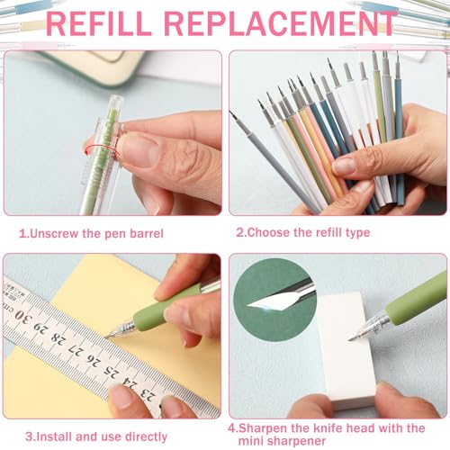 25 Pcs Craft Cutting Tools Set with Retractable Knives & Mini Sharpener