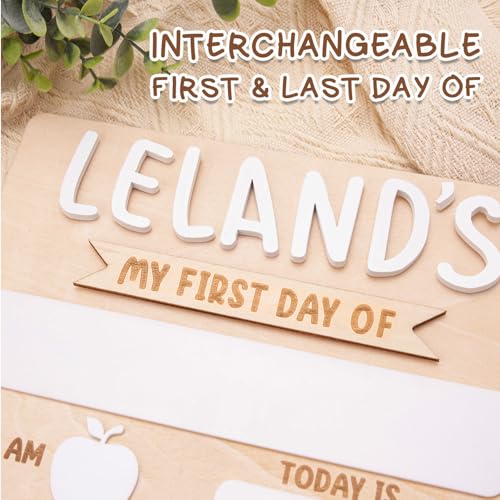 First & Last Day of School Sign - Personalized Name Chalkboard for Kindergarten & Preschool - 12x10 Inch Wooden Back to School Photo Prop