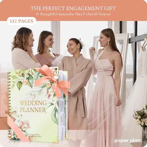 Wedding Planner Book and Organizer ? 132 Page Wedding Planning Book with Tabs, Storage Pockets & Checklists | Engagement Gift, Bridal Shower Gift & Wedding Planner Book Keepsake