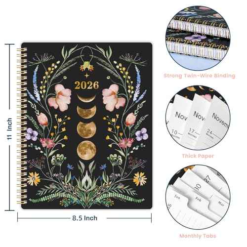 2026 Planner - Planner 2026, Jan. 2026 - Dec. 2026, 8.5'' x 11'', 2026 Planner Weekly and Monthly with Tabs, Pocket, Twin-wire Binding, 2026 planners