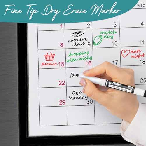 EXTRIC Black Dry Erase Markers Fine Tip, 12 Count Whiteboard Markers, Fine Point Dry Erase Marker, Dry Erase Markers for Kids, White Board Markers Dry Erase