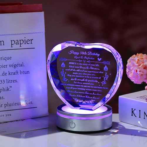 50th Birthday gifts for Her Him - Personalized Crystal Heart Gifts 1975 50 Year Old Birthday Present For Women Men- Happy 50th Birthday Gifts Ideas For Mom Dad Unique
