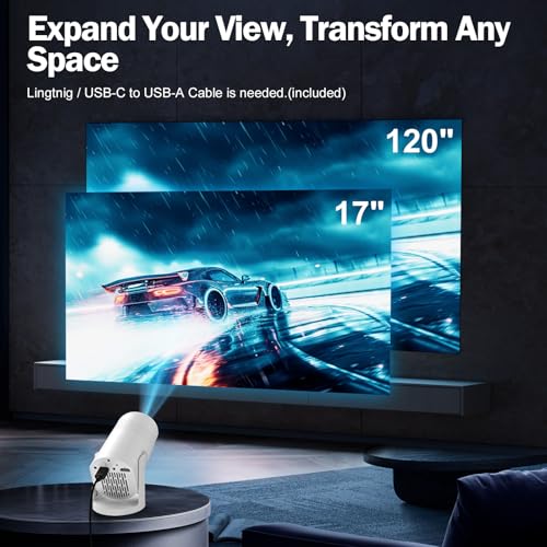 Geylnxng Q6 Mate Wireless Mini Projector 4K Support with WiFi 6 & Bluetooth, Portable 17-130 Inch Screen