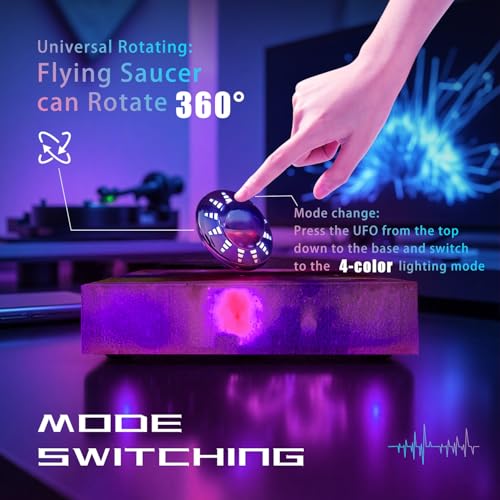 Magnetic Levitating UFO Lamp, Floating 360¡ÆRotating RGB Galaxy Light Display, Cool Gadgets Desk Decor for Office Home Esports Room, Amazing Gift for Men Girls and Kids