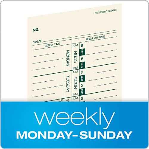TOPS Weekly Employee Time Cards - One Sided Time Tracking Cards, Green Ink Print, 9" x 3.5", Manila Stock, Payroll Attendance Record, Ideal for Small to Large Businesses - 500 Cards (Pack of 1)