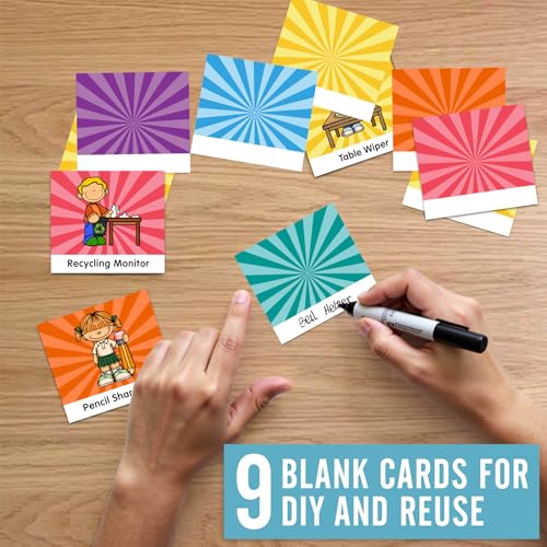 SCHOLOX Black Classroom Jobs Pocket Chart with 47 Cards, Classroom Management Tool