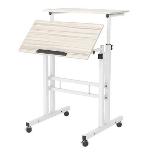 SDHYL Mobile Stand Up Desk, 24 inch Laptop Computer Desk Adjustable Standing Home Office Desks with Roller, Student Desk School Desk Simple Stand Up Desk Small Desks for Small Spaces