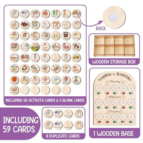 Wooden Daily Routine Chart 11x15", to Do Chart for Kids, Wooden Chore Chart for Kids, Routine Chart for Toddlers, Morning Bedtime Routine Chart for Toddlers