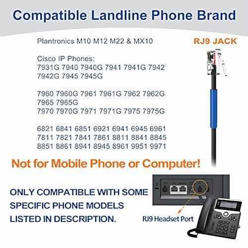 Wantek Cisco Phone Headset with Microphone Noise Cancelling & Mute Switch, RJ9 Telephone Headsets Compatible with Cisco Office Landline Phones 6851 6945 7841 7861 7942 7945 7961 7962 7965 8811 8841