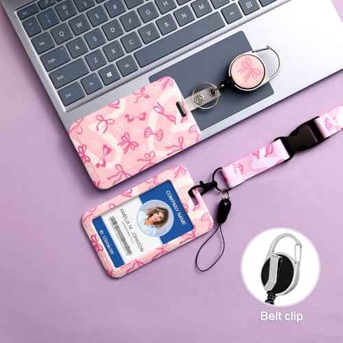 Lanyards for ID Badge Holder for Women Cute, Teacher Lanyard with ID Holder Clip,Retractable Keychain Badge Reel Heavy Duty, Teacher Nurse Work Office Gifts (#35:Butterfly)
