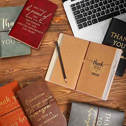 Kosiz 12 Pack Employee Appreciation Gifts Bulk Thank You Gift Leather Journals Inspirational Notebook for Vet Tech Medical Assistant Women Men Employee Coworker Staff Teacher Nurse Volunteer