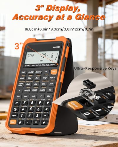 ROATEE Construction Calculator with Writing Tablet Gray-Orange, 200+ Engineering Functions