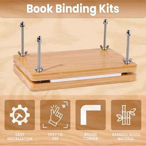 Zulmsuer Book Binding Kits, 7.9¡±x11.6 Bookbinding Kit Materials Supplies with Wooden Book Press Cover Board Bone Folder Awl Binding Strap for DIY
