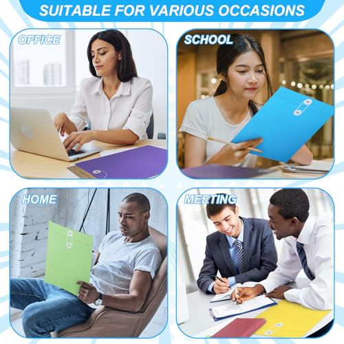 Fullhawl 100 Pcs Interoffice Envelopes with String Tie Closure 9x12 Inches Colored Mailing Files for Office & Business