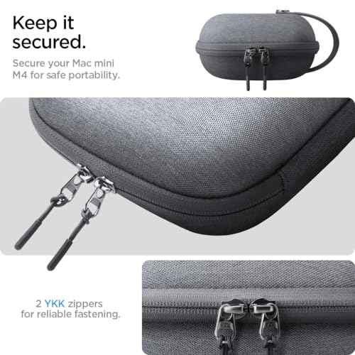 Spigen Klasden Pouch Designed for Mac mini M4 M4 Pro (2024) Portable Travel Case Pouch Storage - Charcoal Gray