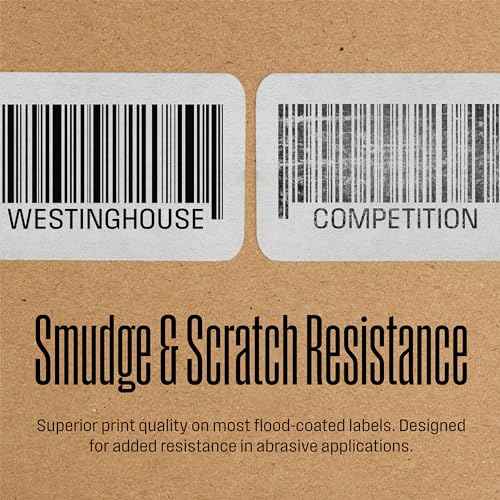 Westinghouse Thermal Transfer Ribbon, 4.33" x 243', 0.5" Core, Compatible with Zebra GC420t, GK420t, GX420t, Premium Wax Resin Enhanced Ink Side Out Wax Ribbon for Thermal Printers, Black, 12 Rolls
