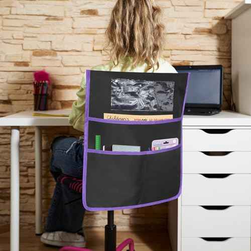 12 Pack Classroom Chair Pockets 19x16.8 Inch Chairback Buddy Pocket Chart Seat Back Organizer Student Storage with Lable Slot for Classroom Kindergarten School Home