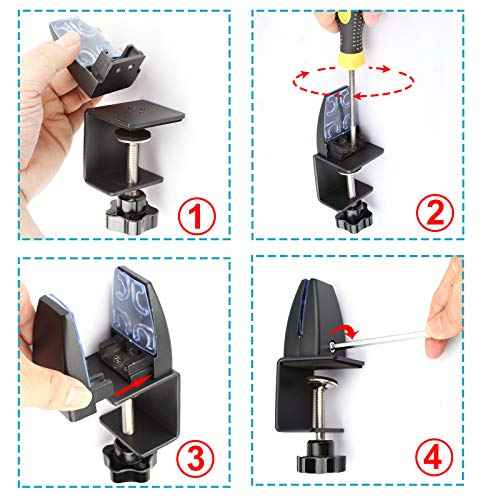 4 Pcs Desk Partition Clips, Acrylic Plastic Shield Holder, Removable Cubicle Panel Extenders Bracket with Adjustable C Clamp