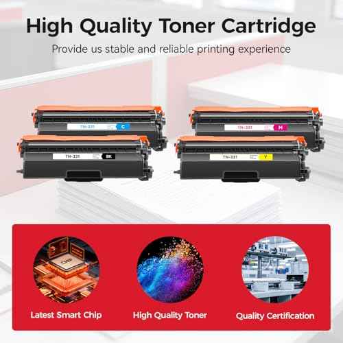 TN331 Toner Cartridge Set 4-Pack with Chip Replacement for Brother TN-331 TN-336 Compatible with DCP-L8400 L8450 HL-L8250 L8350 MFC-L8600 L8650 L8850 Series (1 Black 1 Cyan 1 Magenta 1 Yelllow)