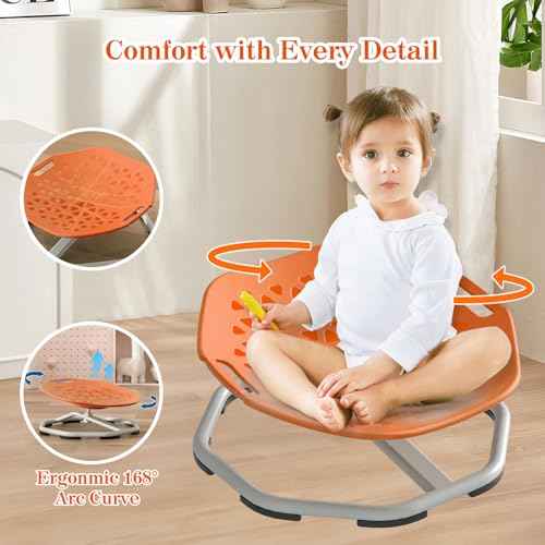 Sensory Spinning Chair - Swivel Chair for Autistic, Autism Spinning Chair with Handle (Orange)