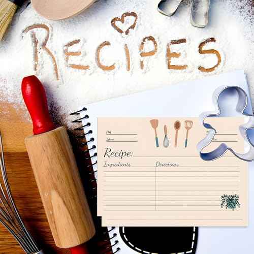 100 Sheets Recipe Cards, 4x6 Inches Double Sided Cards, Blank Cardstock Cards for Recording Recipes, Kitchen Diaries, Bridal shower, Banquet Preparation