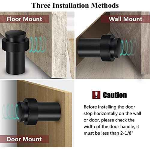 KOLAKO Door Stoppers, 16 Pack Cylindrical Floor Mount Door Stop Black Heavy Duty Door Stops Stainless Steel Metal Safety Floor Doorstops for Wall