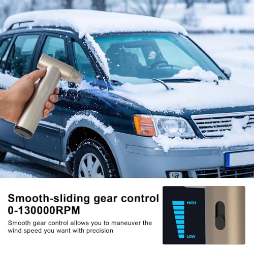 Compressed Air Duster - 130000RPM Electric Mini Blower - Turbo Fan - Car Dryer, Cordless Air Duster for Computer Keyboard, Outdoors, Car, Home (Silver)