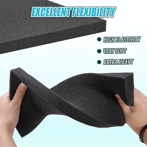 Black Packing Foam Sheets- 8PCS Cuttable Polyurethane Pads Cushioning