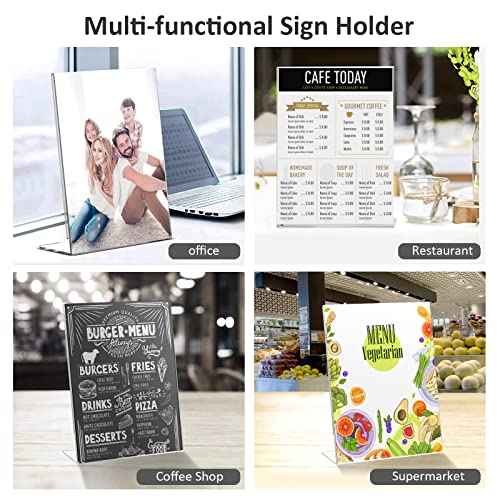 8.5x11 Inches Acrylic Sign Slant Back Holder, Plastic Display Stand,Brochure Holder, Table Top Sign Holder For Office, Home, Store, Restaurant¡¦ (4pack)
