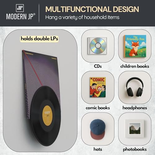 Modern JP Clear Vinyl Wall Mount 8-Pack for Albums & Records - Easy Install