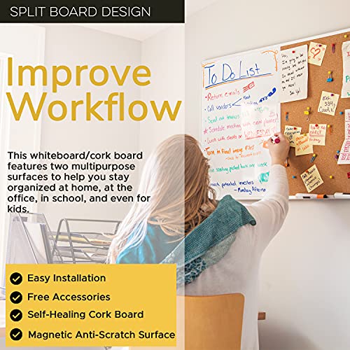 Besso 2026 Vision Board Set with Whiteboard & Cork Bulletin Board, Magnetic & Dry Erase Combo, 20x28 inches