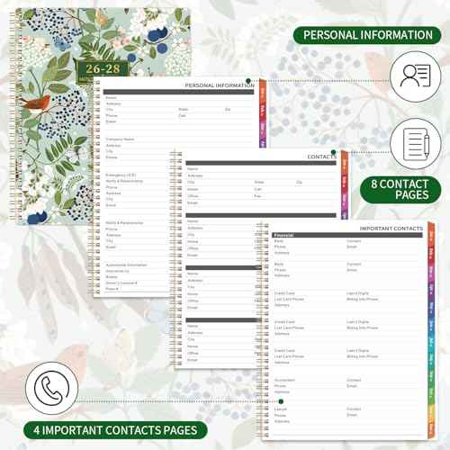 2026-2028 Monthly Planner/Calendar - 3 Year Monthly Planner 2026-2028, January 2026 - December 2028, 9" x 11", 3 Year Calendar 2026-2027-2028 with Colorful Tabs, Notes Pages, Inner Pocket