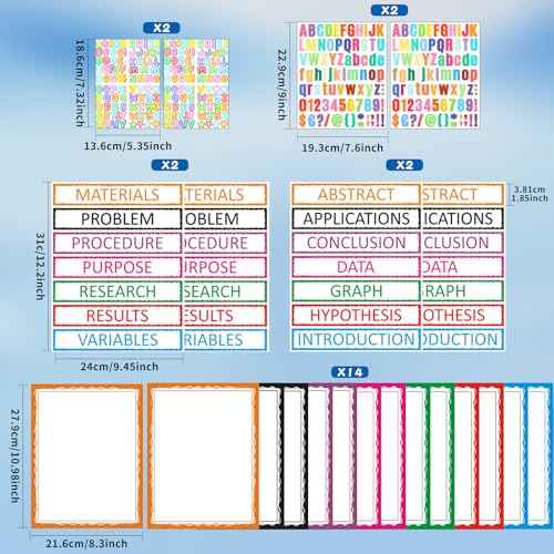 22 Sheets VinTS Colorful Self Adhesive Science Fair Display Boards Supplies Presentation Science Subtitles Project Titles Personalized Letter Stickers for Classroom Office