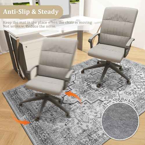 chakme Office Chair Mat for Hardwood Floor, 72"x48" Easy Glide Computer Desk Mat Protector for Rolling Chair Under Desk Rug Nonslip Backing, Machine Wash, (Boho)
