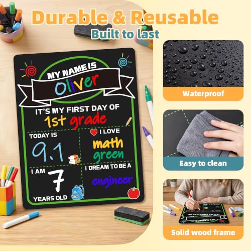 VUSIGN Double-Sided First & Last Day of School Chalkboard Sign with 5 Markers