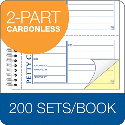 Adams 2-Part Petty Cash Receipt Book, Spiral-Bound, 4 Receipts/Page, 200 Sets
