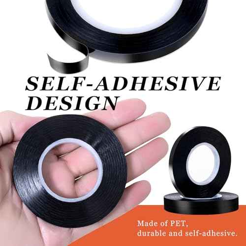 4 Pack 1/8 inch Pinstripe Tape - Whiteboard Tape Dry Erase Board Line Graphic Chart Adhesive Art Tape - Black 884FT Long Total