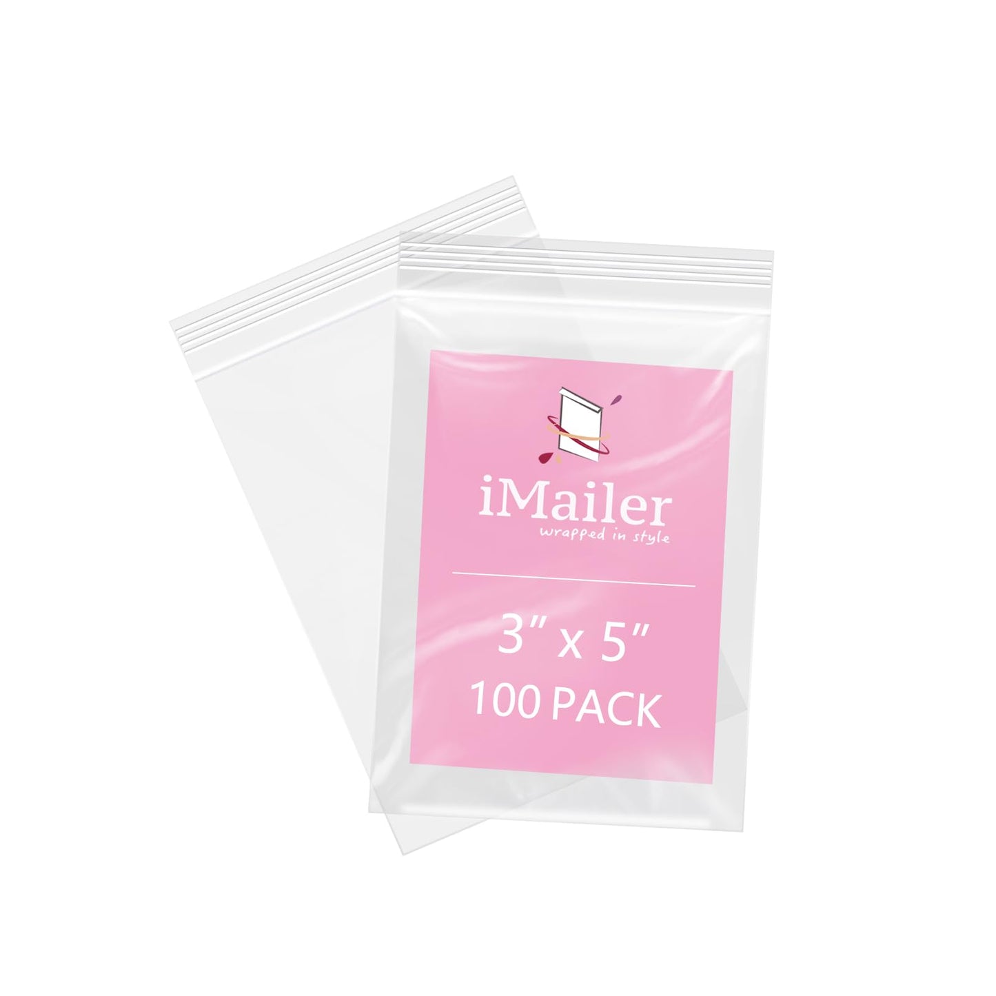 iMailer - 100 Pcs- 3" x 5" Clear Small Zip Bag - Reclosable Zip Plastic Poly Bags 2 Mil with Resealable Lock Seal Zipper for Photo, Jewelry, Bakery, Treats, Party Favors