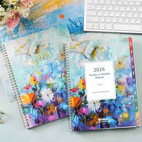 2026 Planner - 2026 Planner Weekly and Monthly, January 2026 - December 2026, 8.5" x 11", Calendar Planner 2026 with Colorful Monthly Tabs, Twin-wire Binding, Holidays, Back Pocket